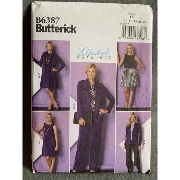 Butterick Misses Dress Jacket Pants Sewing Pattern sz 14-22 B6387 - uncut - Picture 4 of 4